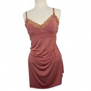 rosey pink lace trim babydoll dress